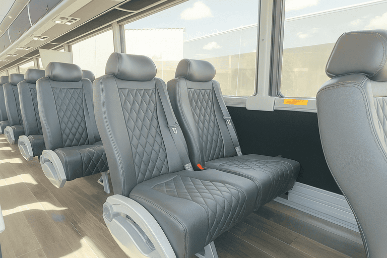 interior of Glendale Shuttle Bus Rentals charter bus